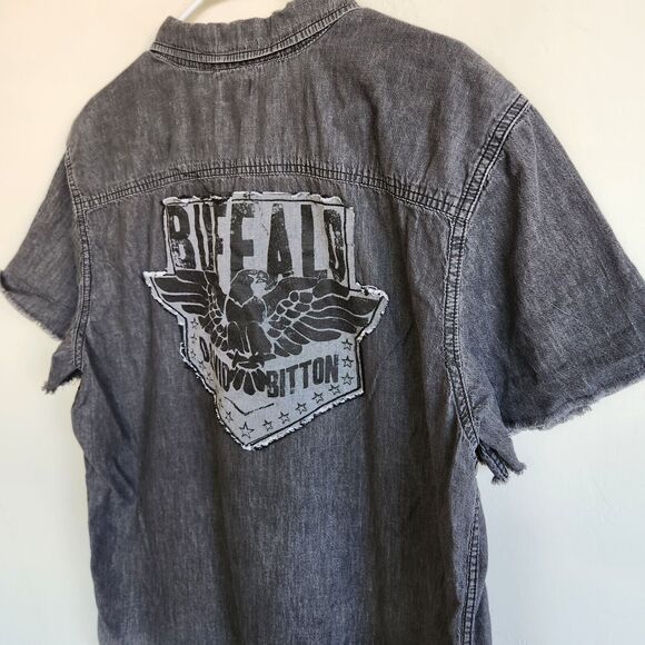 Buffalo David Bitton Short Sleeve Button Down Pocket Shirt Men's XL Gray 0879 - Picture 10 of 12